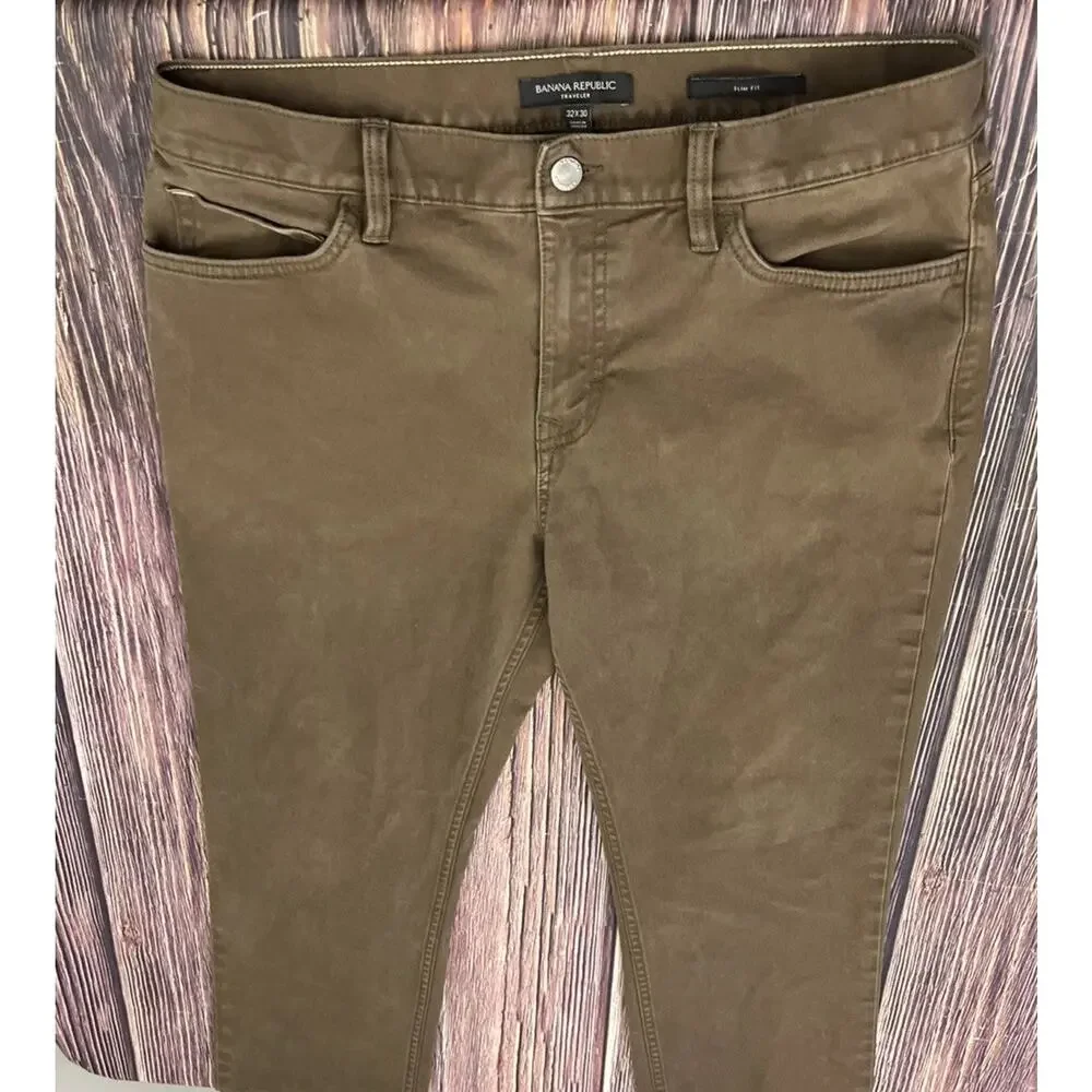 Banana Republic Traveler Slim Fit Brown Jeans Men's Sz 32x30 (Actual 32x30)